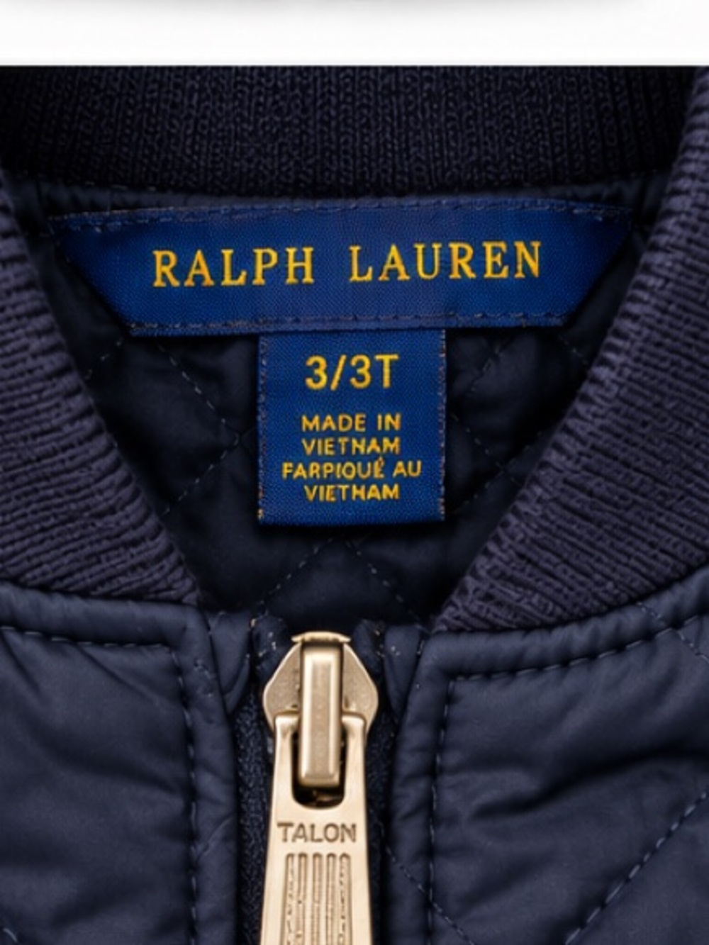 Ralph Lauren Navy Quilted Jacket 3/3T - Picture 2 of 5